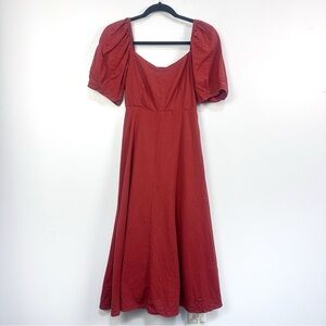 Simons Sweetheart Puff Sleeve Midi Dress XS